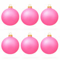 Set of 6 Solid Pink Glass Ball Christmas Ornaments 3.25 Inches (045)