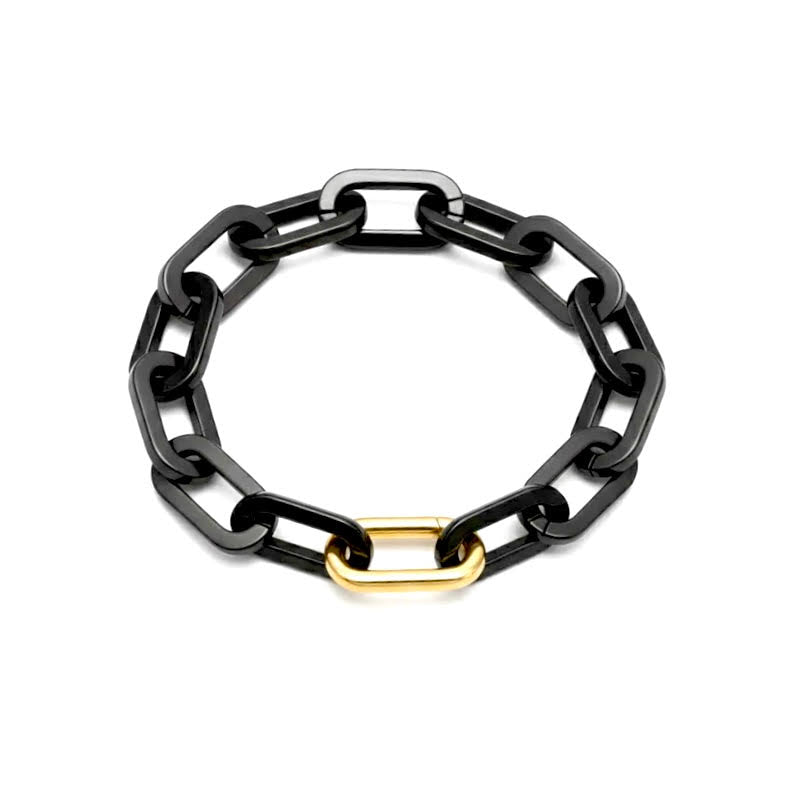 BG200BG B.Tiff Gold Clasp Black Paperclip Bracelet
