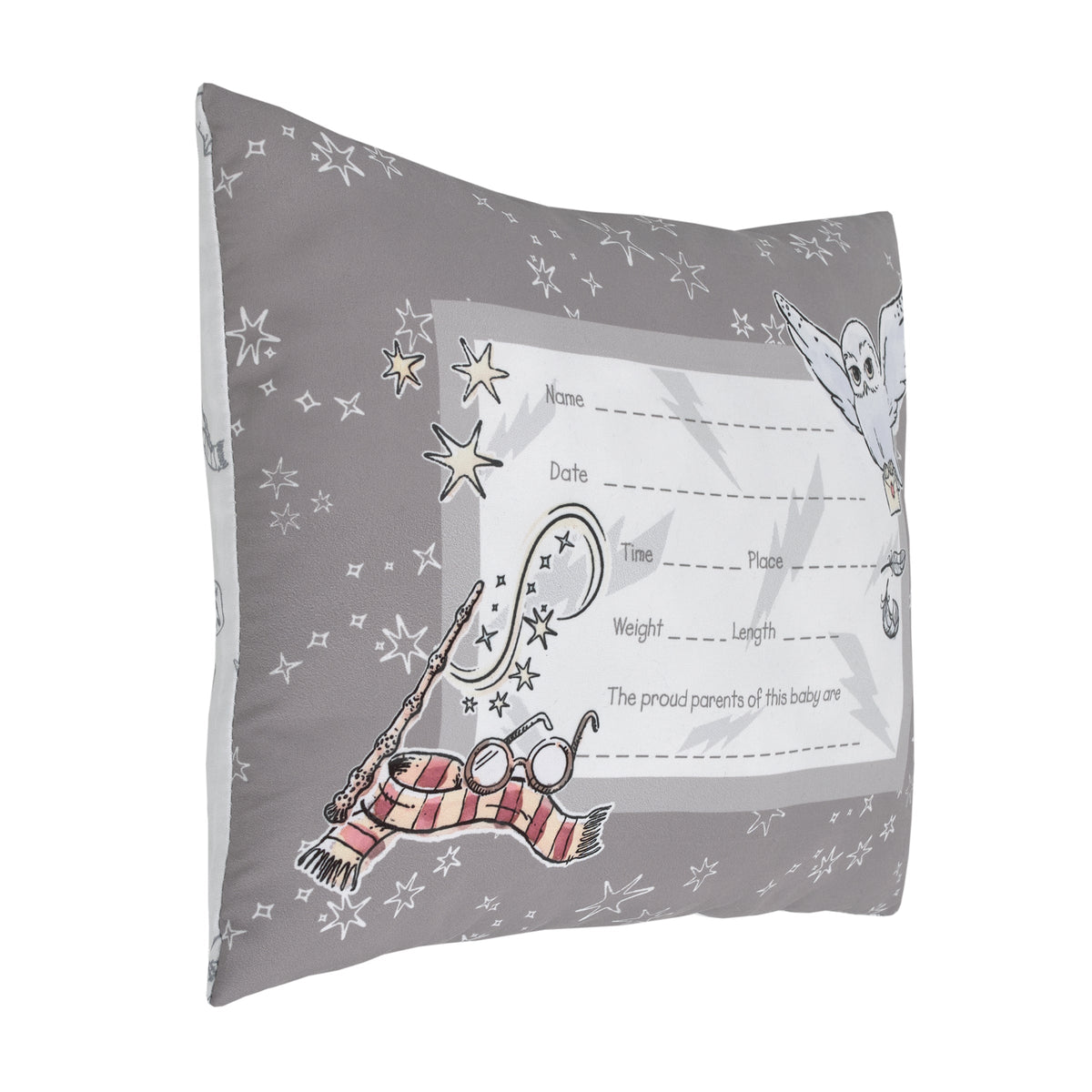 Warner Bros  Harry Potter Magical Moments Grey and White Keepsake Pillow